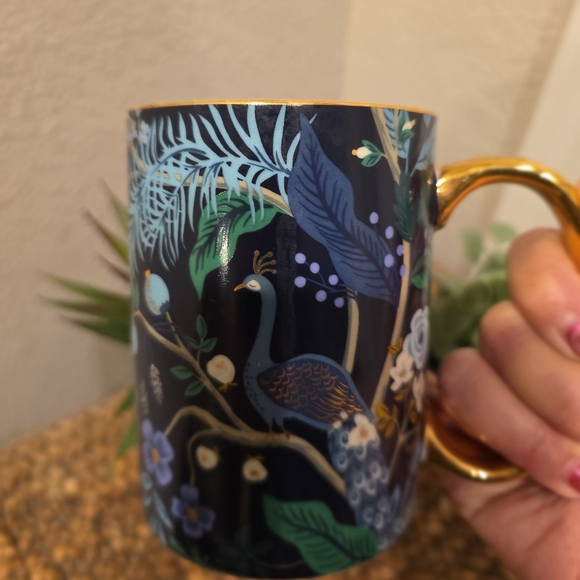 Elegant Rifle PaperCo. Peacock Mug with Gold Handle - Picture 2 of 4